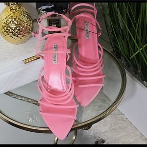 Pink Pointed Open Toe Strappy Heel